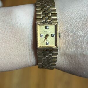 Vintage Wittnauer Gold-Tone Watch with diamond Accents